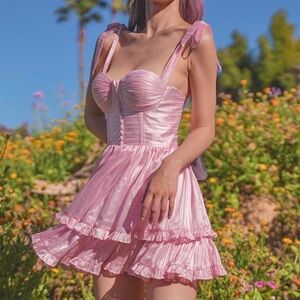 Elegant Pink Satin Mini Dress